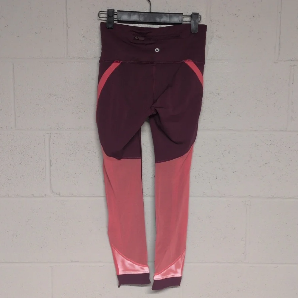 Lululemon Zip The Line Leggings Ruby Poppy Coral 23” Hi-Rise Nulux Size 4 - Picture 6 of 8